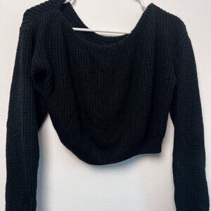 nastygal cropped off the shoulder knit sweater